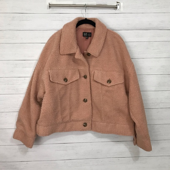 Zara pink Teddy coat faux shearling coat jacket - Picture 2 of 7